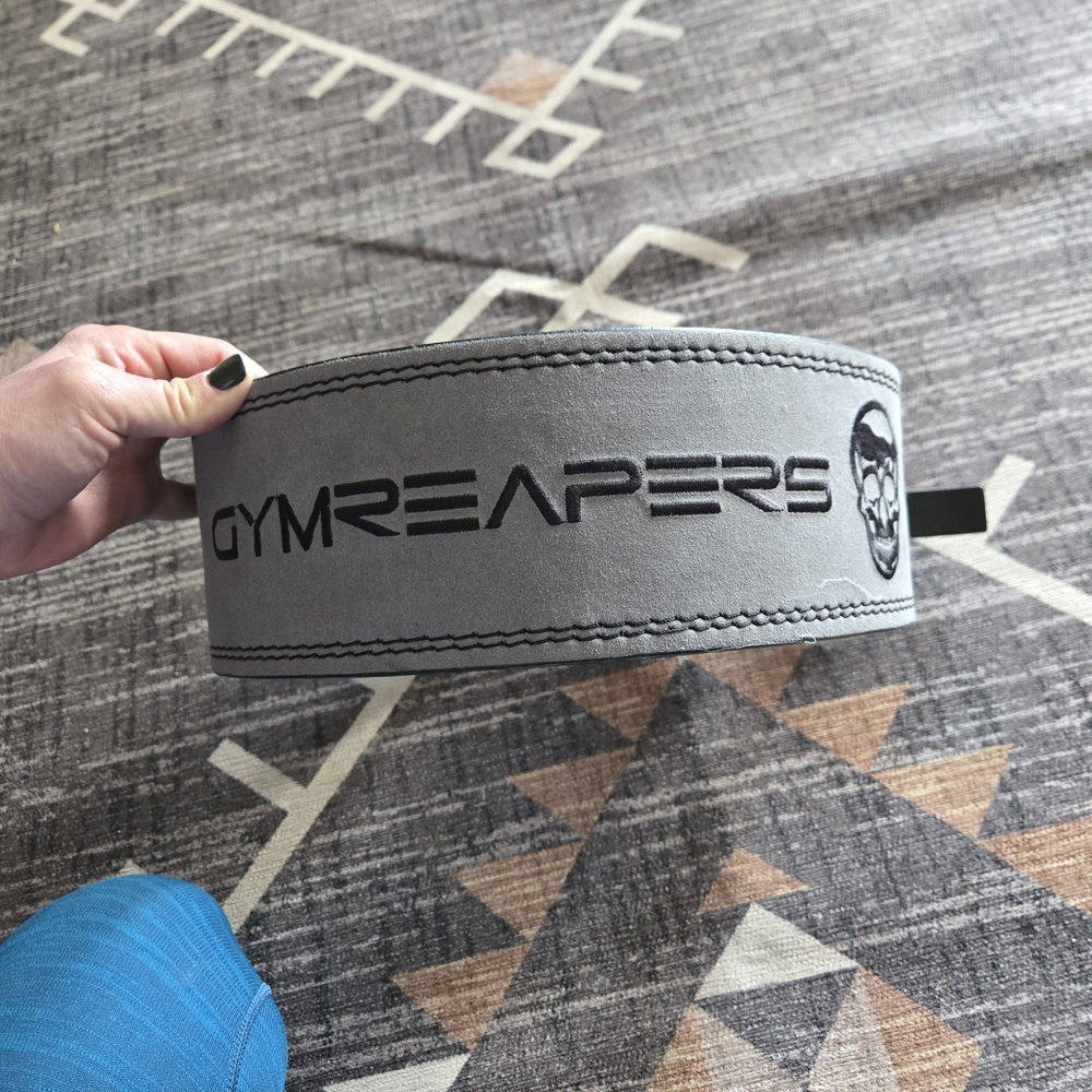 Gymreapers Women's Gray Leather Lifting Belt